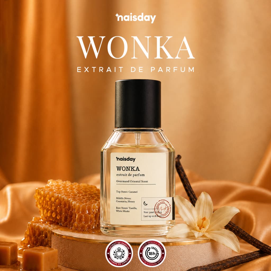 NAISDAY Wonka Parfum Tahan Lama – Extrait de Parfume Vanilla White Musk Cocok Untuk Pria Wanita 30ml